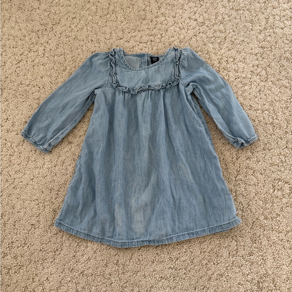 GAP Blue Denim Long Sleeve Dress